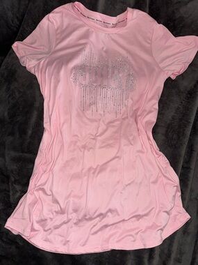 Juicy Couture sleep shirt Light Pink Crystal Logo - T shirt dress - XL NWOT!